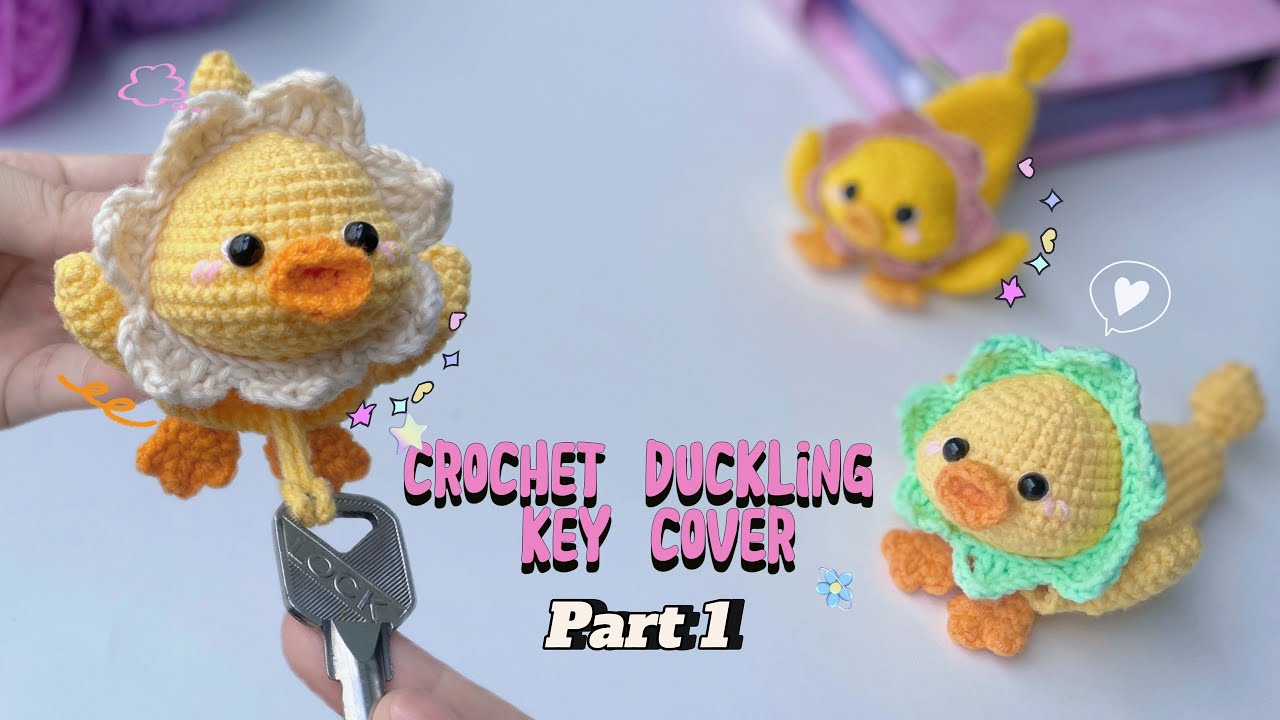 How to crochet duckling key cover very easy ( #1 ) | cute duckling key cover #crochetanywhere