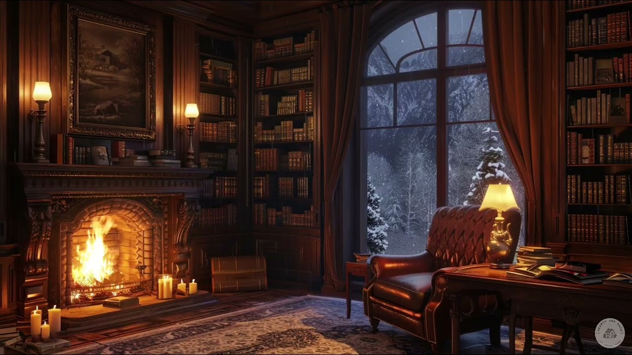Stress will Melt, Focus Increase | Cozy Winter Night Ambience | Classical Music & Fireplace
