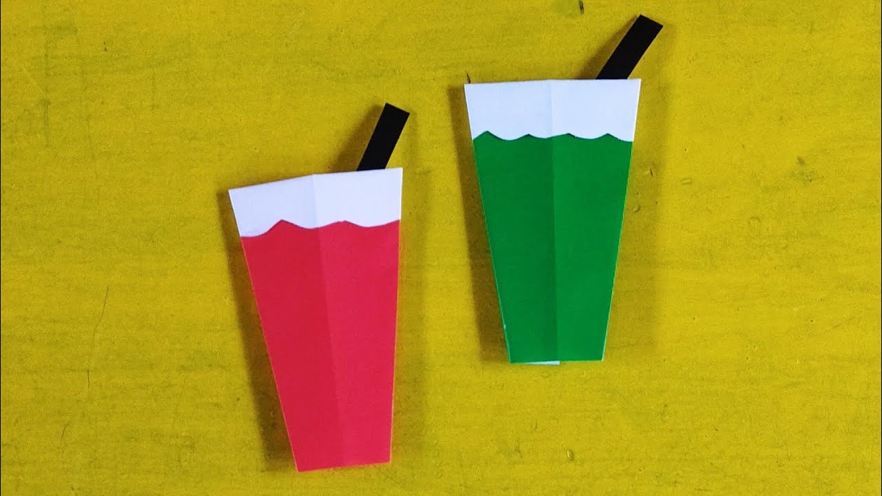 origami gelas jus cantik | kreatifitas anak paud tema kebutuhanku | dekorasi ruangan | gelas cantik