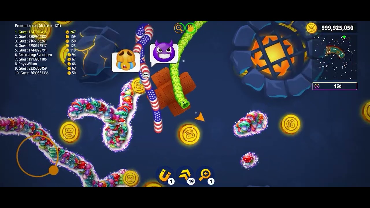 Wow, so ranked 1st in gold coin hunting mode Worm zone
