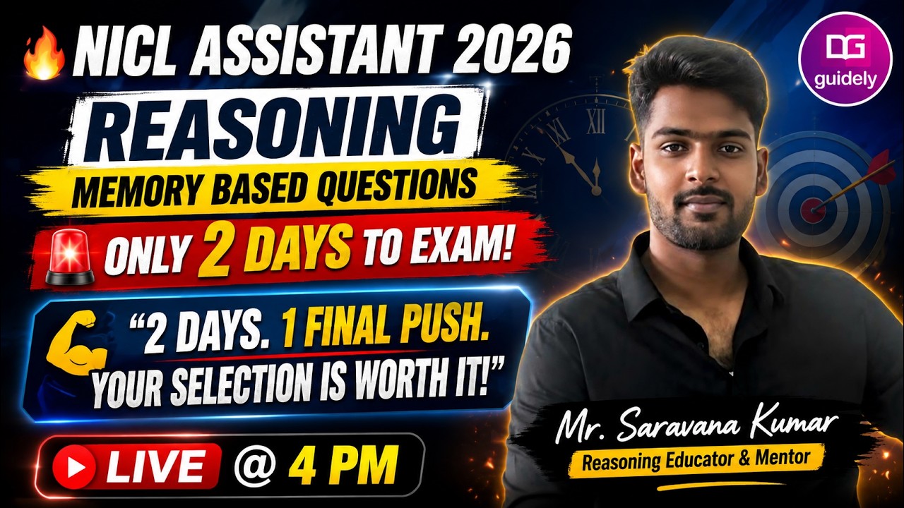 🎯 NICL ASSISTANT PRELIMS 2026 | REASONING MEMORY BASED QUESTIONS | LAST-MINUTE REVISION🔥|LIVE @4 PM