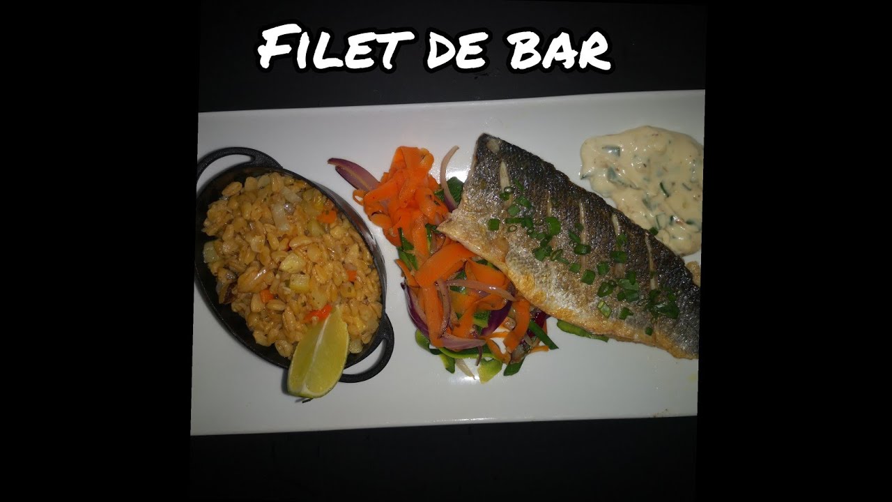 Filet de bar grillé à la crème ciboulette tagliatelle de legumes  et sa cocotte de ble