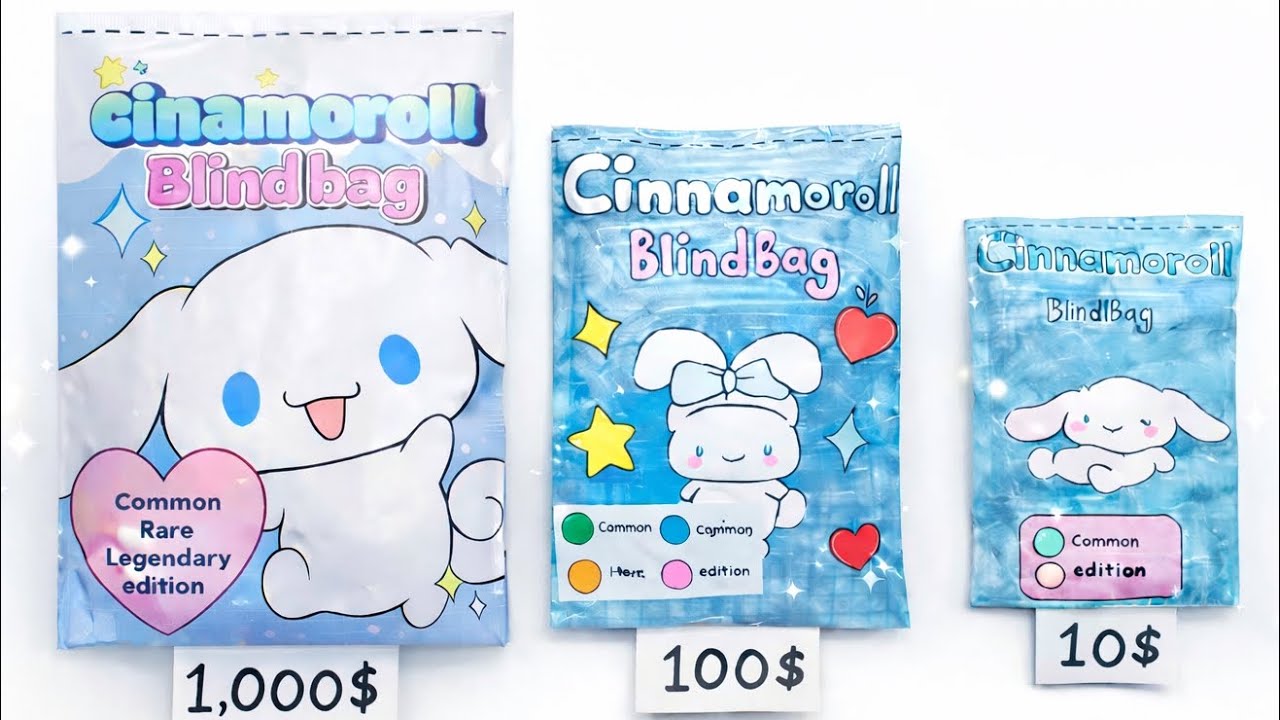 🩵 PAPER DIY 🩵 $10 vs $100 vs $1000 cinnamoroll blind bag |ASMR |UNBOXING