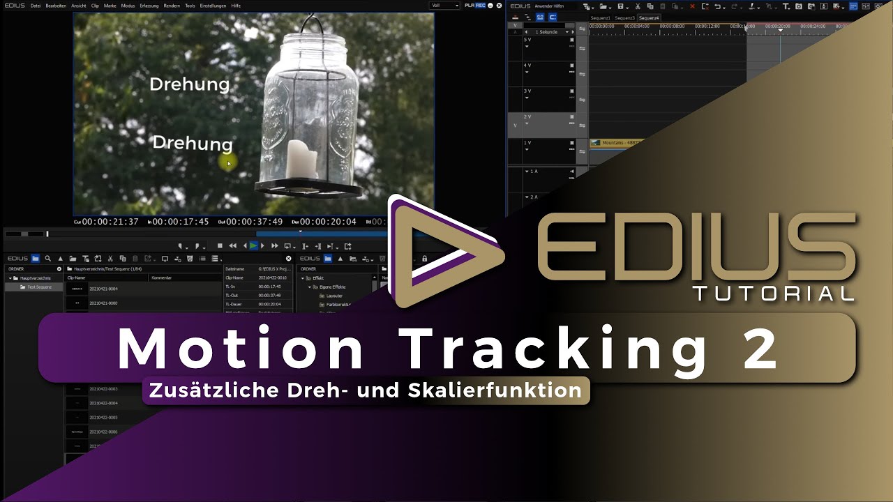EDIUS - Tracking von Objekten (2), erweiterte Funktionen Drehung und Skalierung.