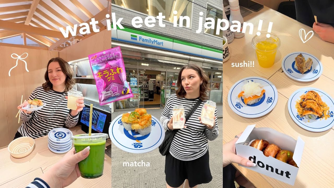 wat ik eet in JAPAN (24 uur) + 7-eleven snacks proeven 👛🎀🍡🍜💕