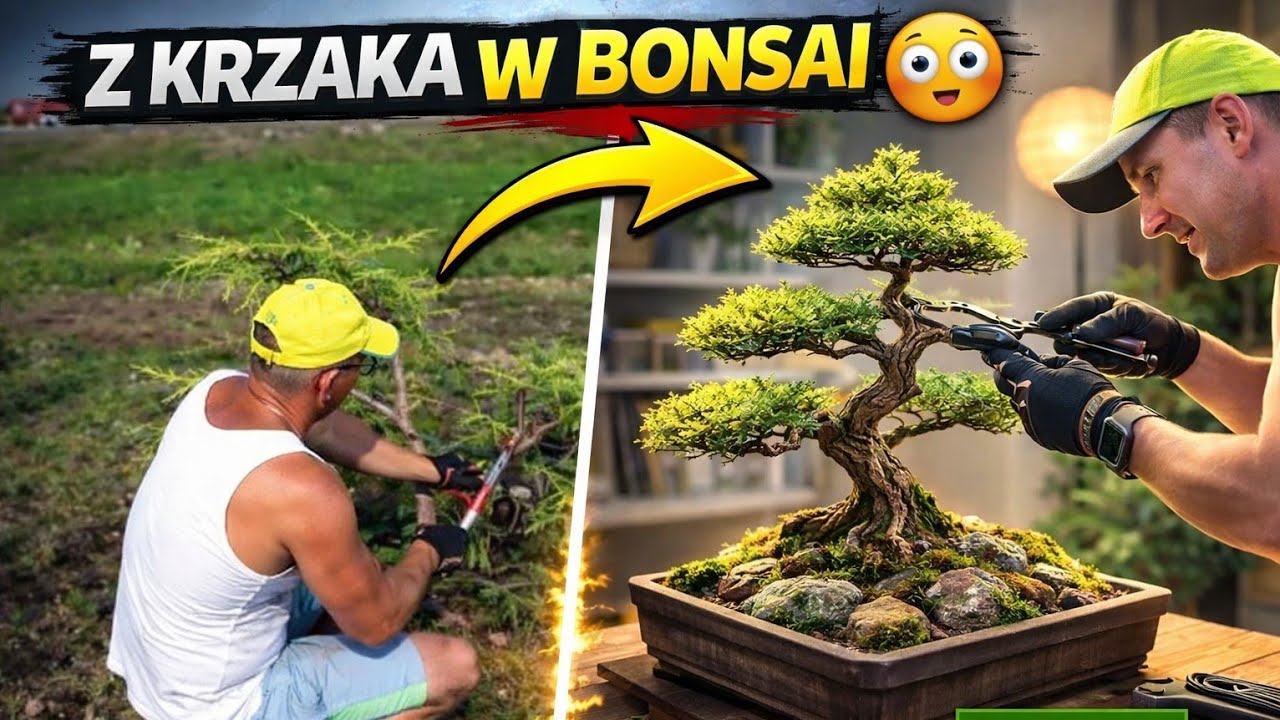 Cięcie artystyczne Jałowca w ogrodowe bonsai Jałowiec bonsai Pruning Japanese Niwaki topiary