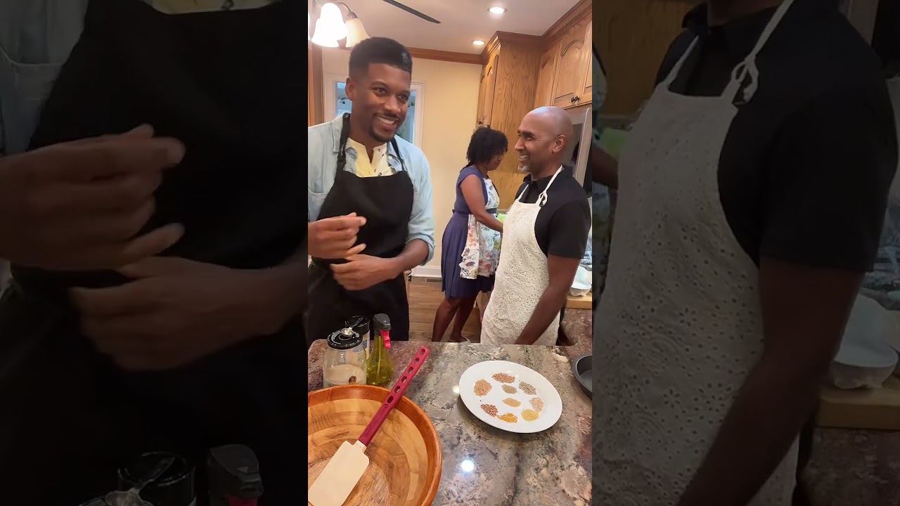 2 Men & A Lady Making Homemade Wholegrain Bread.