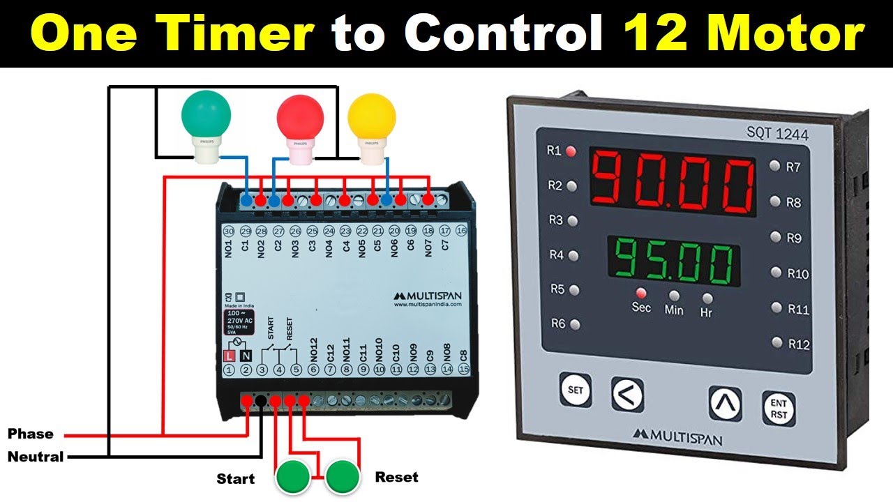 12 Channel Sequence Timer Relay Control Wiring, Working and programming  @ElectricalTechnician