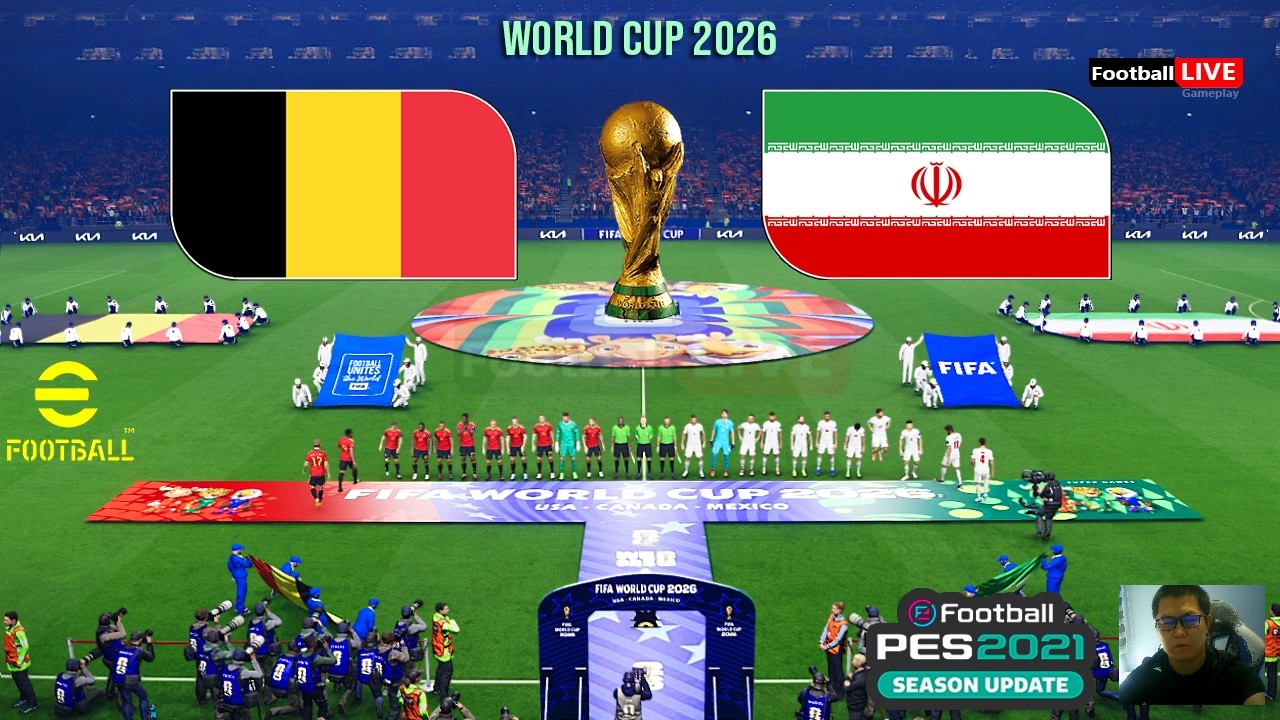 Belgium vs Iran - World Cup 2026 | Full Match All Goals | Simulation eFootball PES