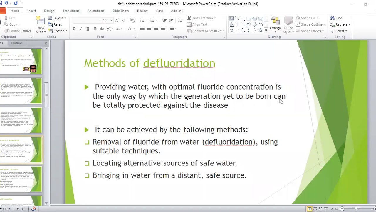 Defluoridation Techniques by Dr Rabia Asad
