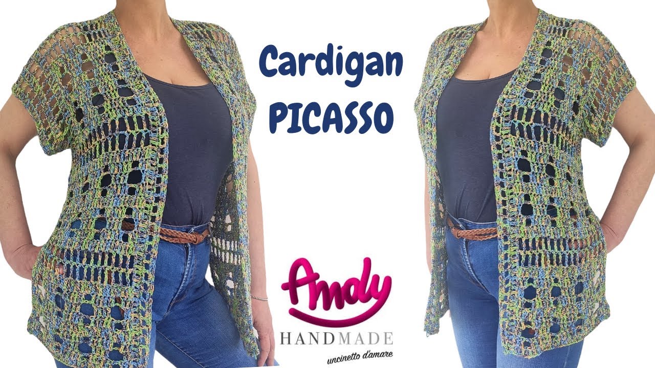 TUTORIAL Cardigan Picasso Uncinetto Facile Estate Andy Handmade