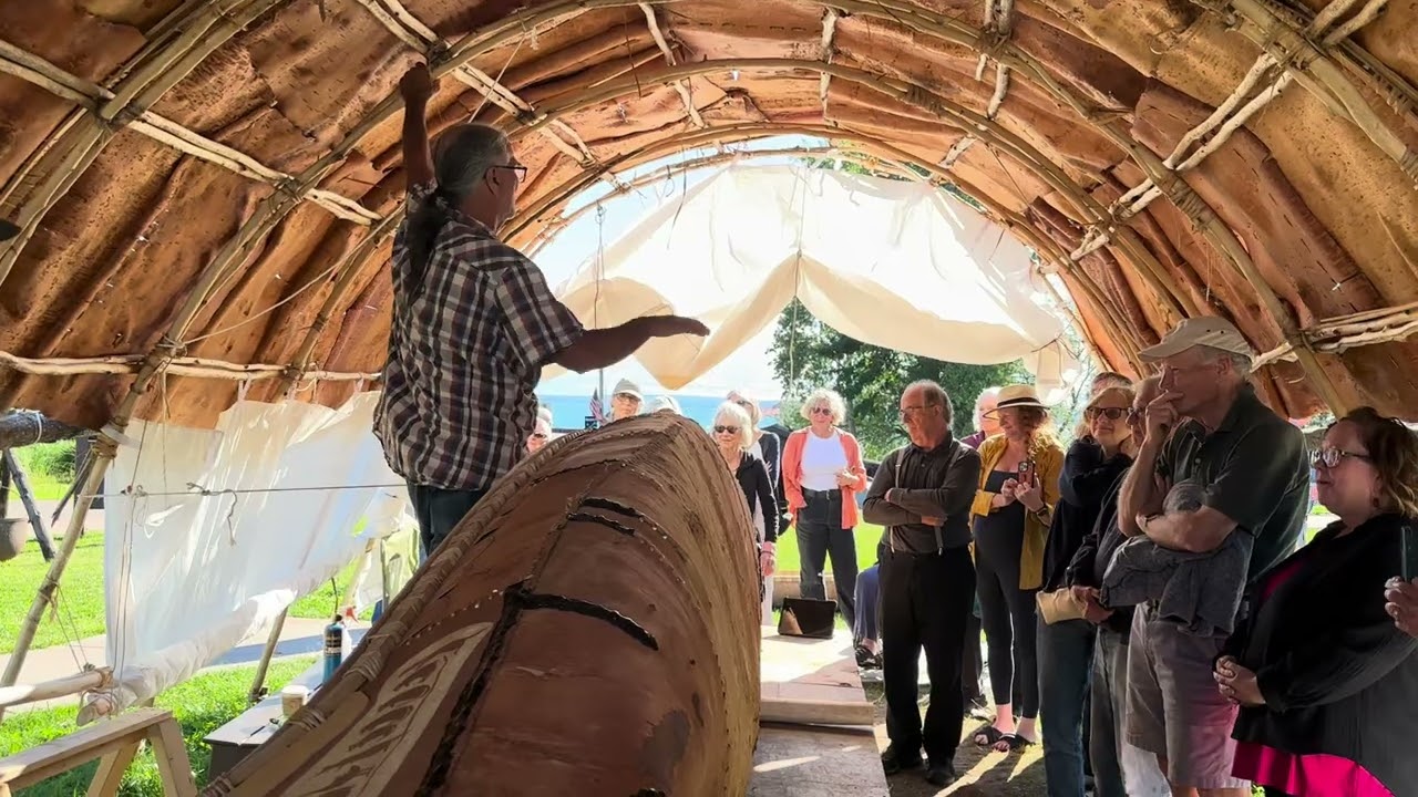 2025: Red Cliff elder Marvin DeFoe talks about the birch bark canoe he is building
