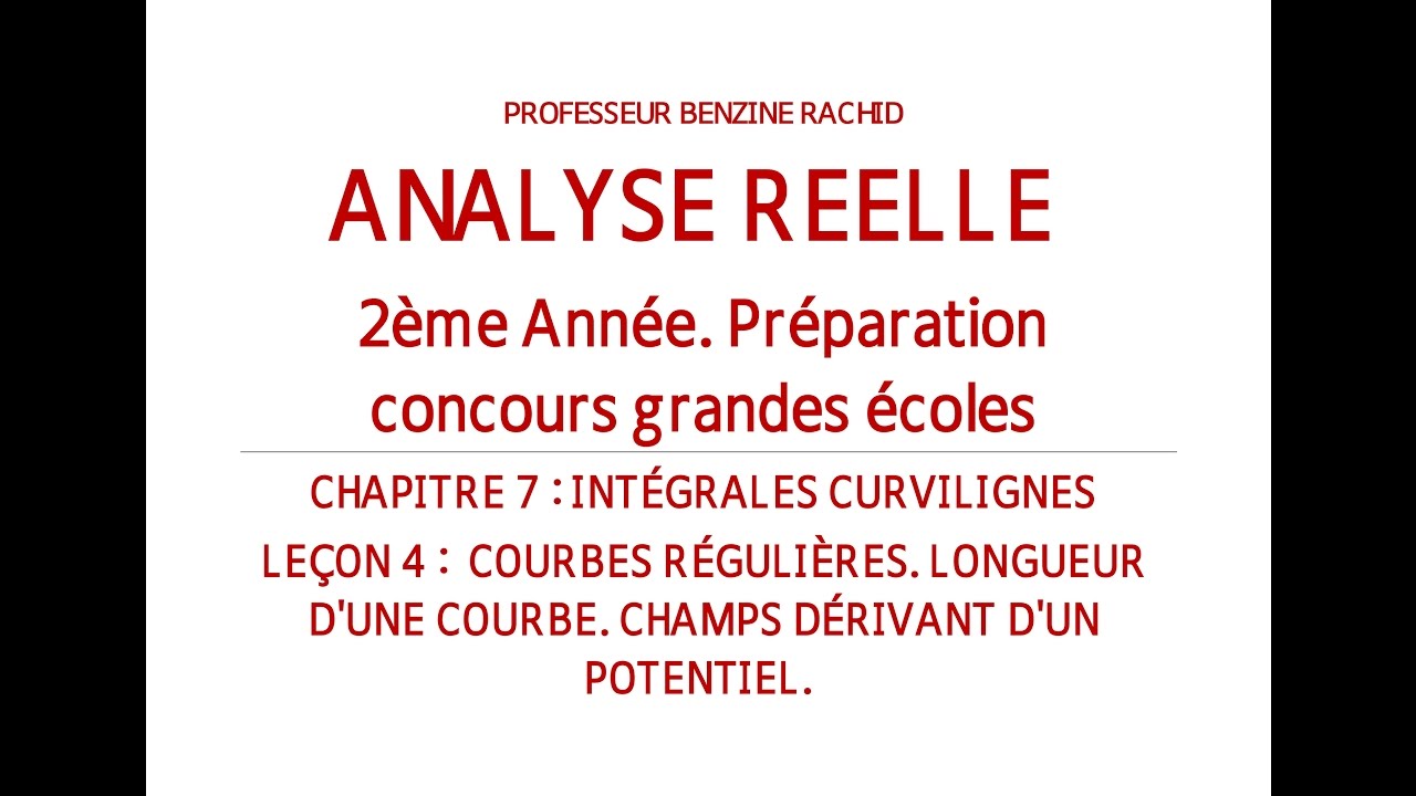 ANALYSE 2EME ANNEE CHAPITRE7 LEÇON4 CHAMPS DÉRIVANT D'UN POTENTIEL