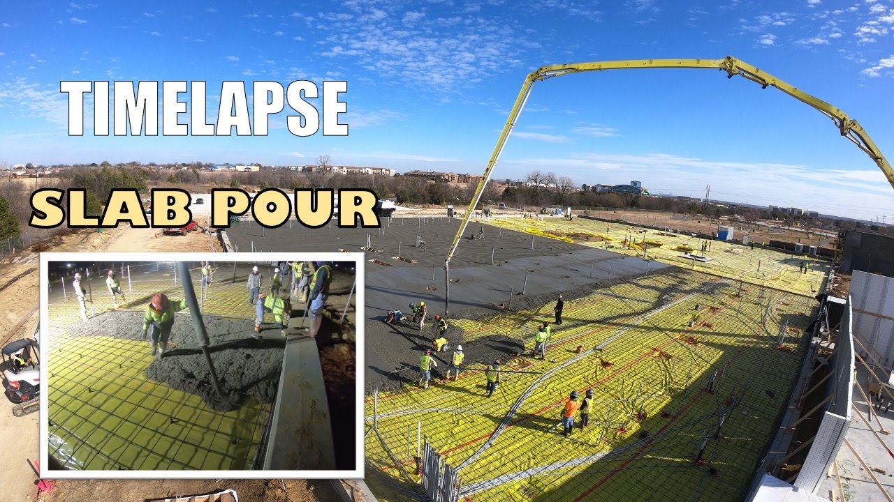 Timelapse of Concrete Slab Pour - 600 Yards of Concrete!