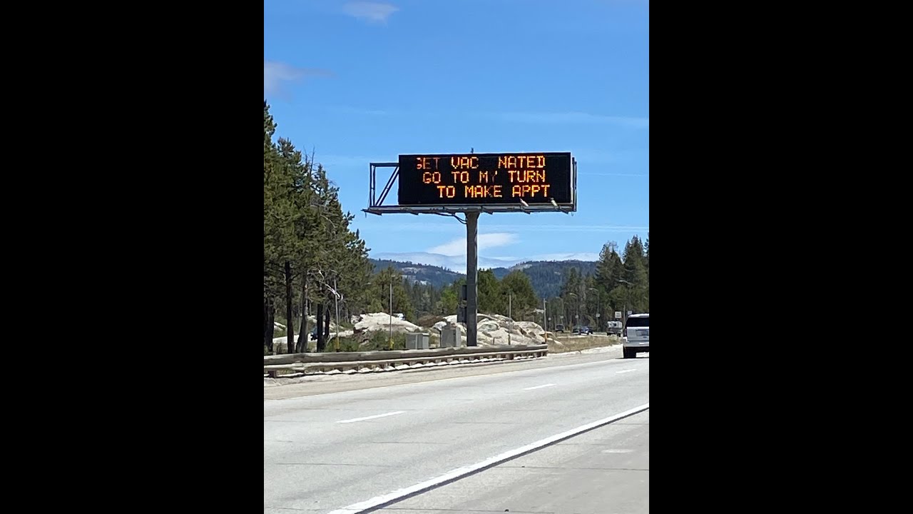 WHAT A overhead Highway sign says
