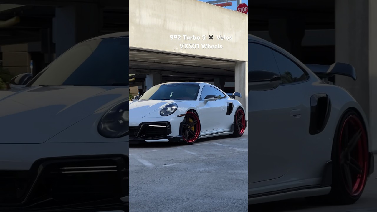 Porsche 992 Turbo S with Techart Aero Kit lowered on Velos VXS01 3 pc Wheels