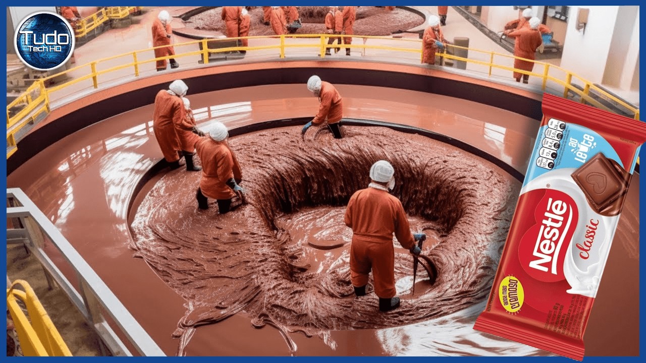 Como é Feito o Chocolate ao Leite - Incrível Processo Industrial - Fabricação de Barras de Chocolate