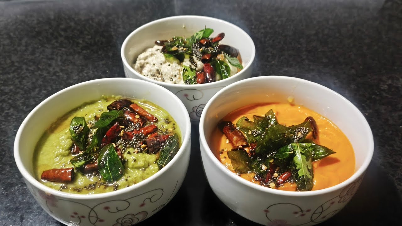 Easy Chutney Recipes for Idli & Dosa | Coconut chutney ,Peanut chutney & Spicy Tomato Chutney.