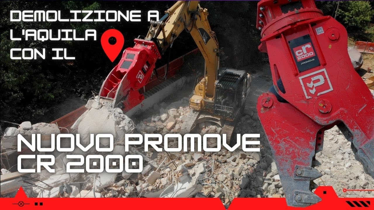 Demolizione a L'Aquila con il nuovo frantumatore Promove CR2000