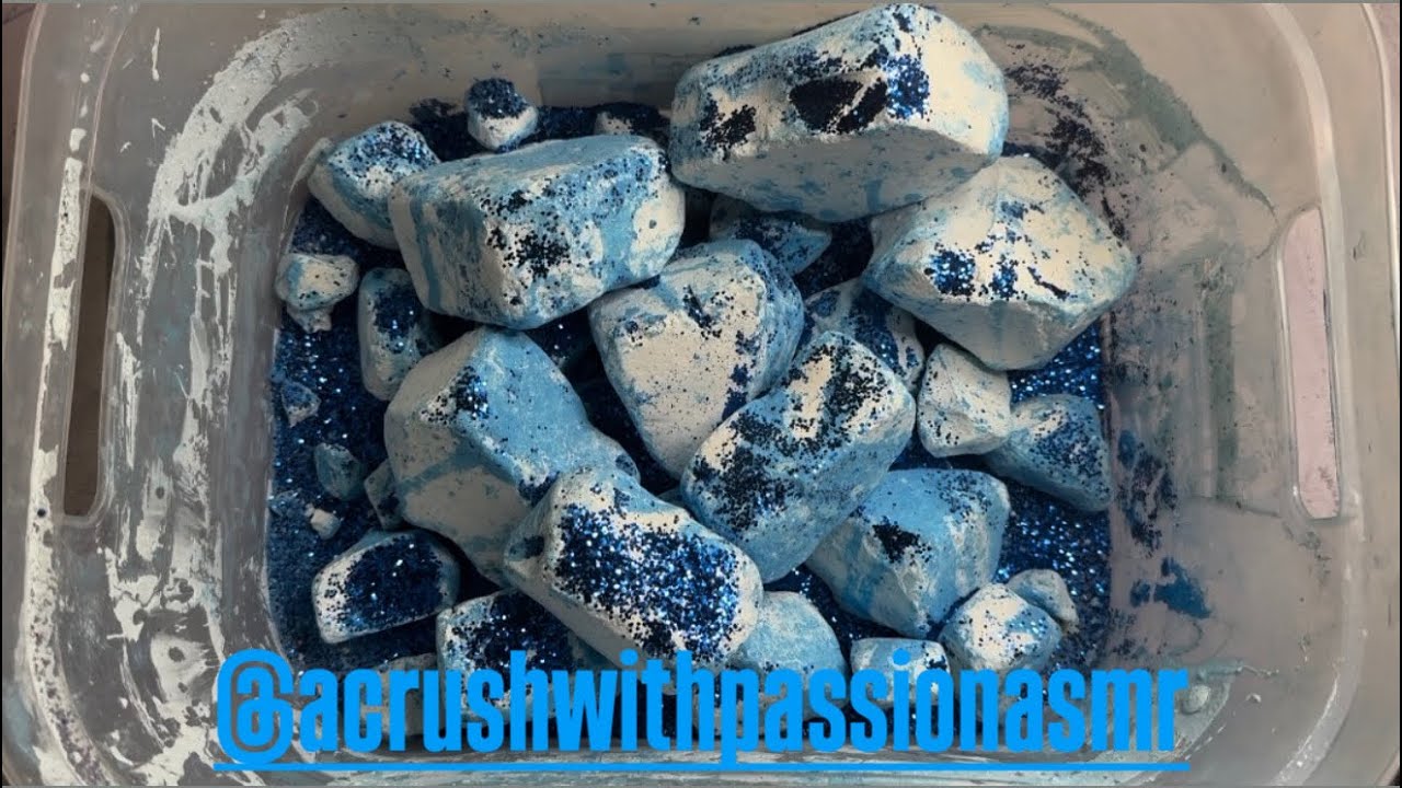 Jumbo Chalk Chunks with Pigment and Glitter🩵 | ASMR | Powder Play | Satisfying | Sleep Aid