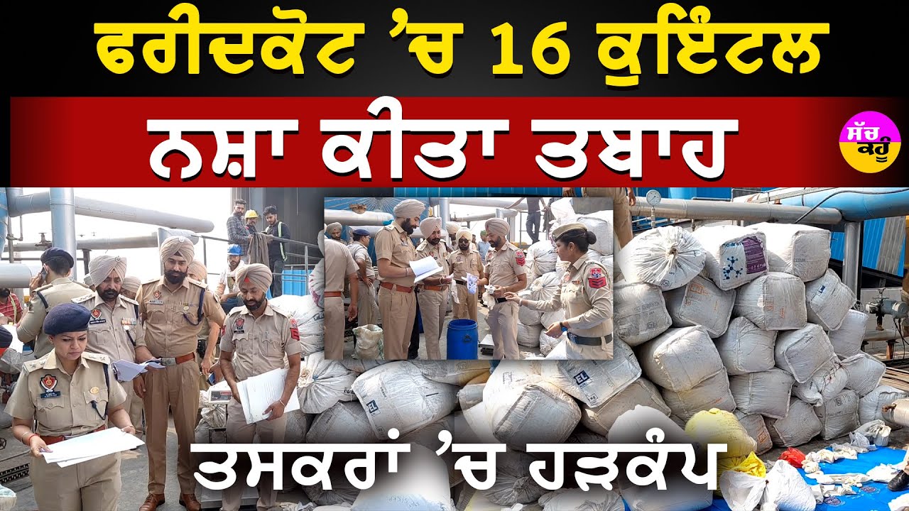 Punjab Drug Crackdown | ਫਰੀਦਕੋਟ  'ਚ 16 16 ਕੁਇੰਟਲ ਨਸ਼ਾ ਕੀਤਾ ਤਬਾਹ | ਨਸ਼ਾ ਤਸਕਰਾਂ 'ਚ ਹੜਕੰਪ