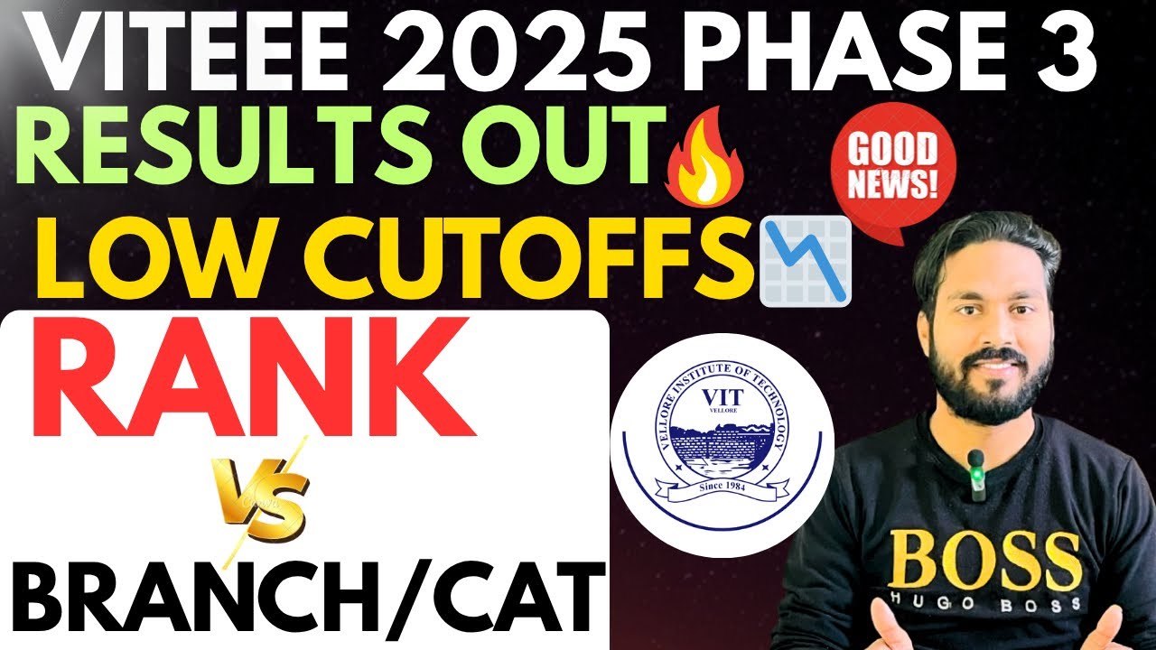 ✅🔥VITEEE 2025 phase 3 RESULTS OUT!Lowest cutoffs 📉!RANK vs BRANCH/CAMPUS/CAT!#viteee2025 #viteee