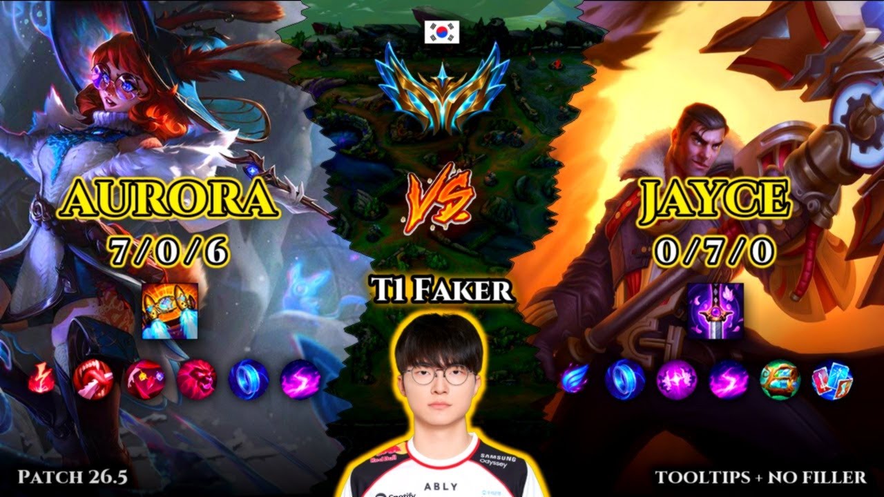 T1 Faker | Aurora MID vs Jayce | Patch 26.5 | 2026-03-06 | KR CHALLENGER