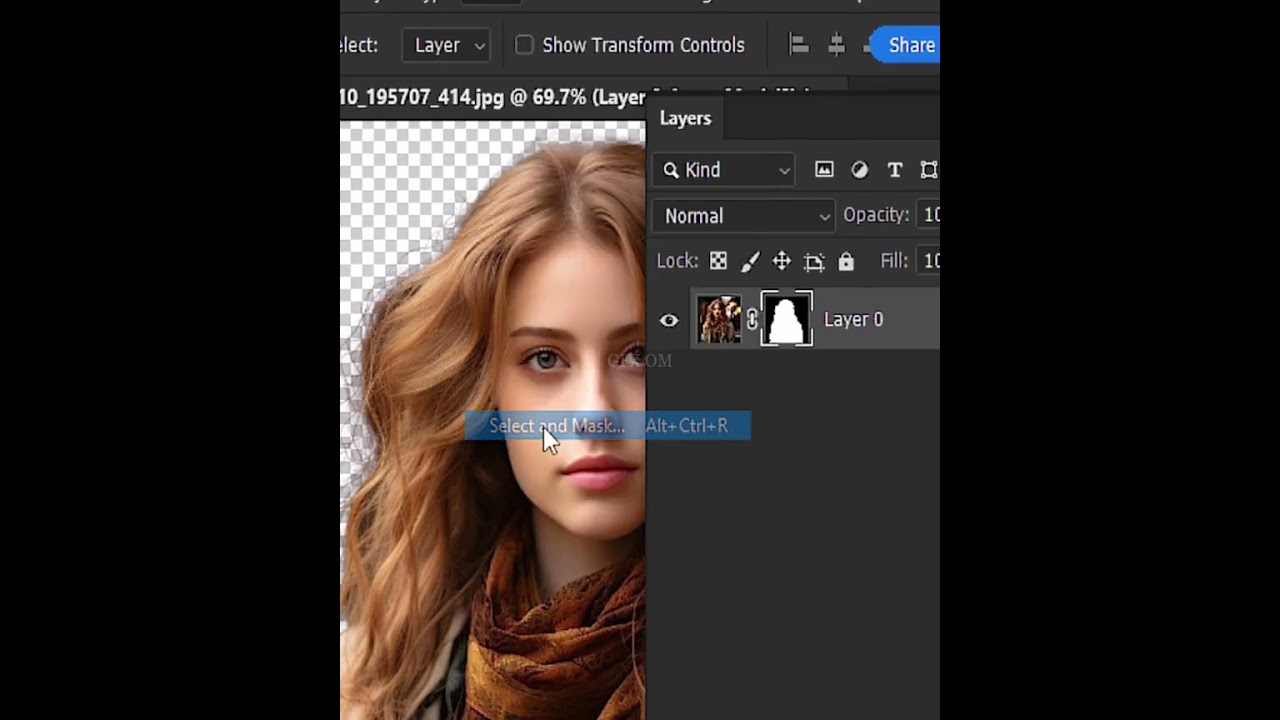 How to refine hair or remove background easily using select and mask in photoshop 2024