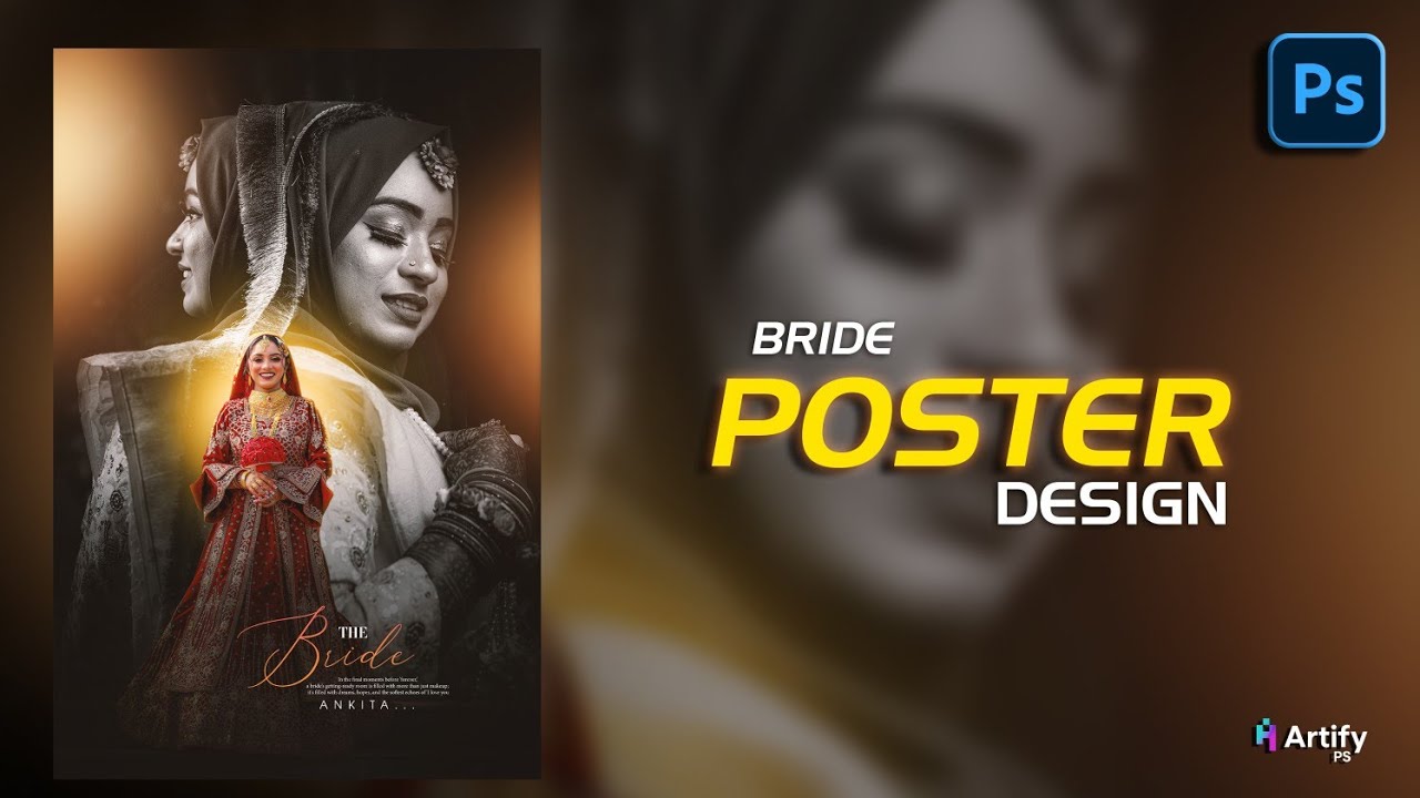 Wedding Bride Poster Design Photoshop | Cinematic Wedding Poster Editing