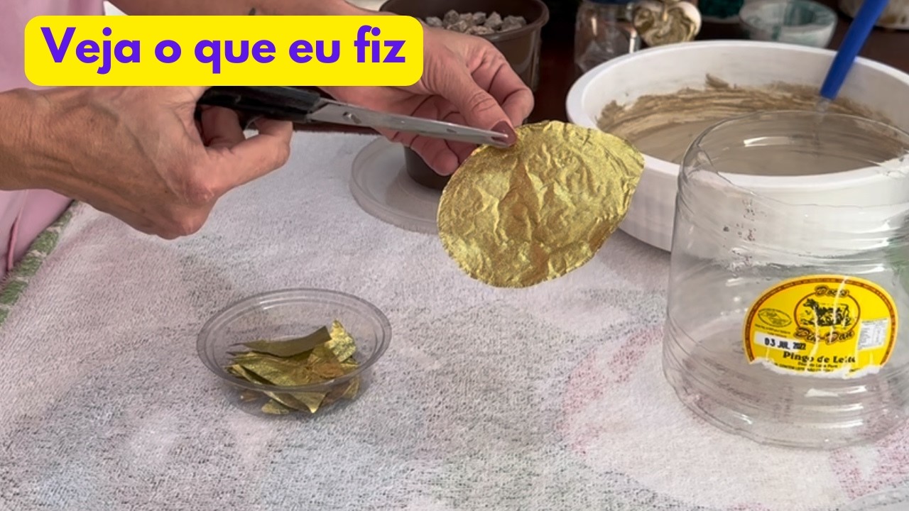 ♻️Com LACRE de Manteiga + ARGAMASSA AC3 branca e ÁGUA eu faço um vaso | Peça de cimento