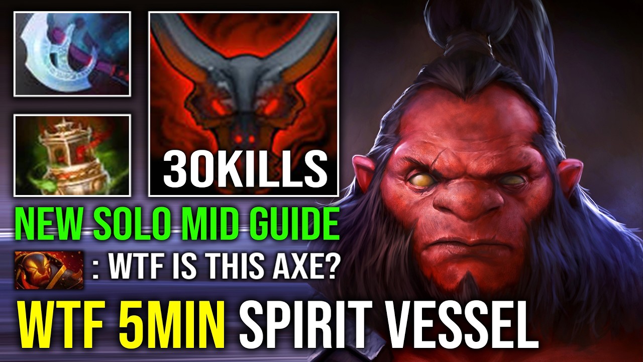 How to 1v5 Solo Mid Axe with 5Min Spirit Vessel + Battle Hunger Unlimited Burn Per Second Dota 2