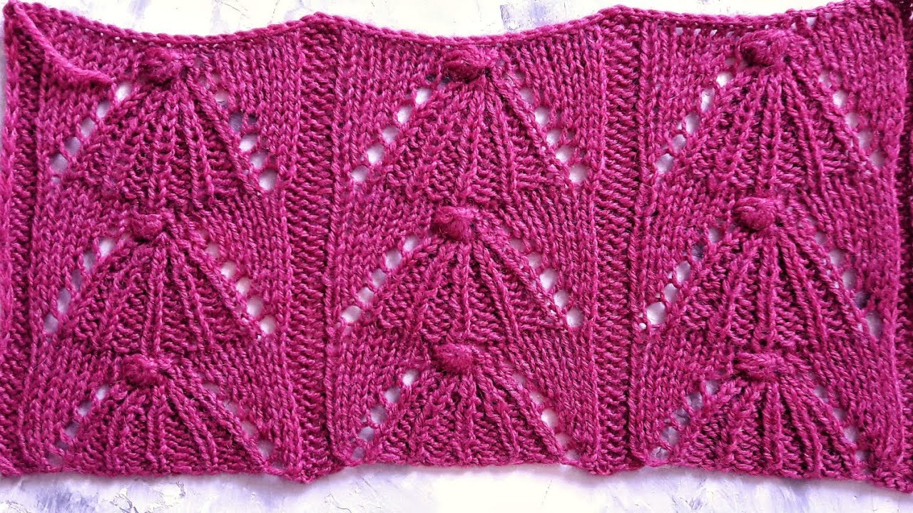 Ажурный узор спицами Колокольчики / Openwork knit pattern