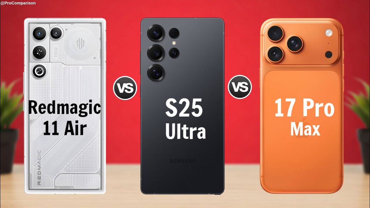 Redmagic 11 Air 5G vs Samsung Galaxy S25 Ultra 5G vs iPhone 17 Pro Max 5G || Full Comparison 