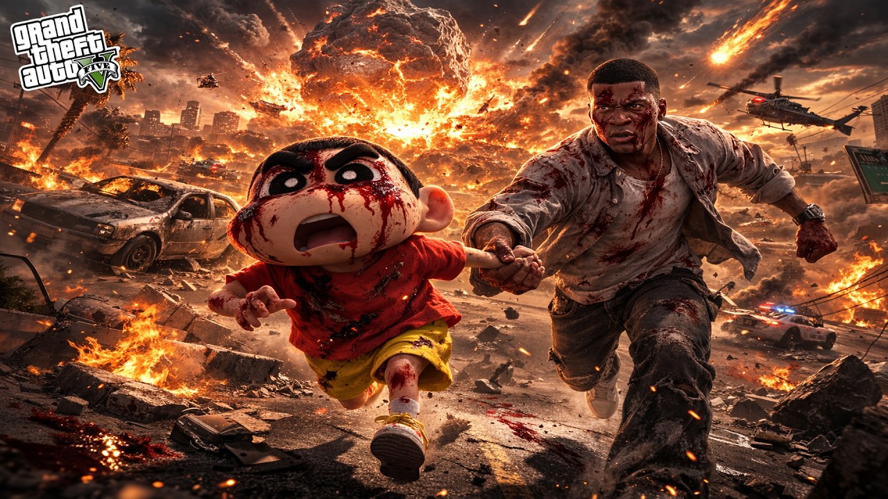 THE END OF LOS SANTOS | ASTERIOD HITTING EARTH SHIN CHAN & FRANKIN IN TRYING TO SAVED IN GTA5