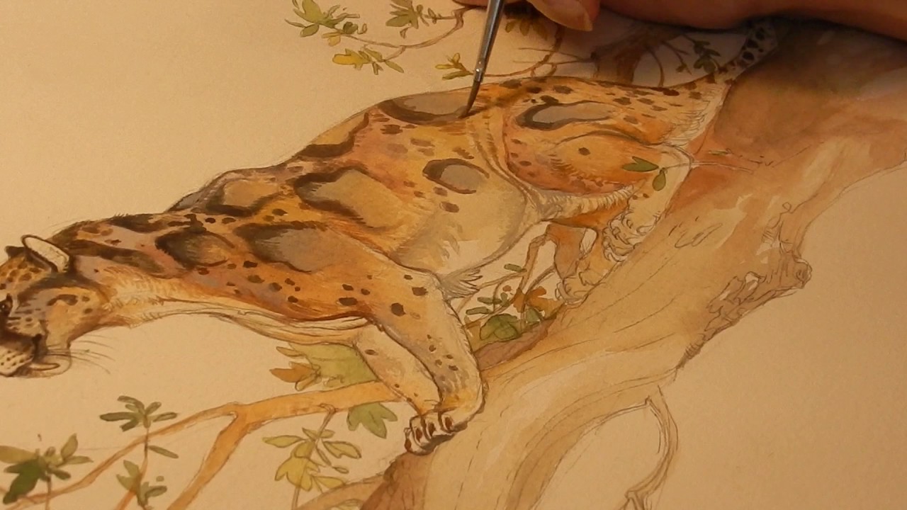 Gouache Timelapse Painting I // Dinictis Paleoart // Mary Sanche