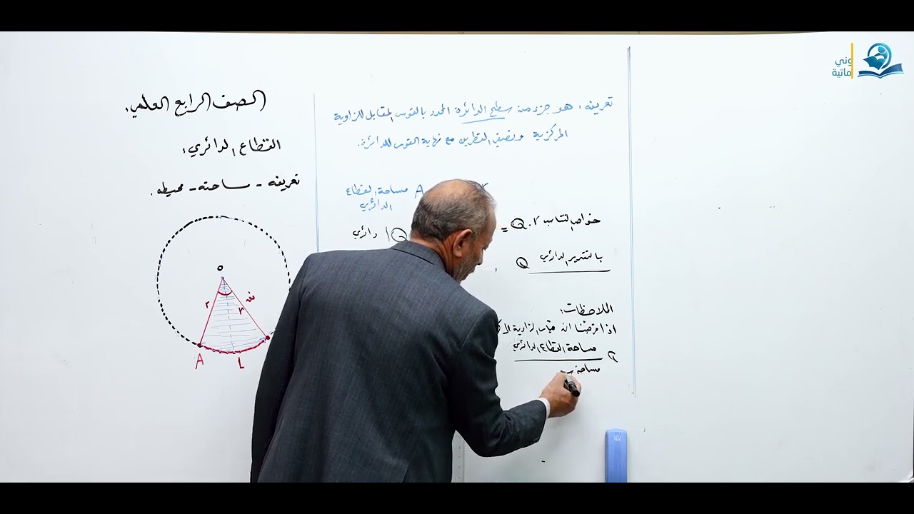 القطاع الدائري - مادة الرياضيات للصف الرابع الاعدادي