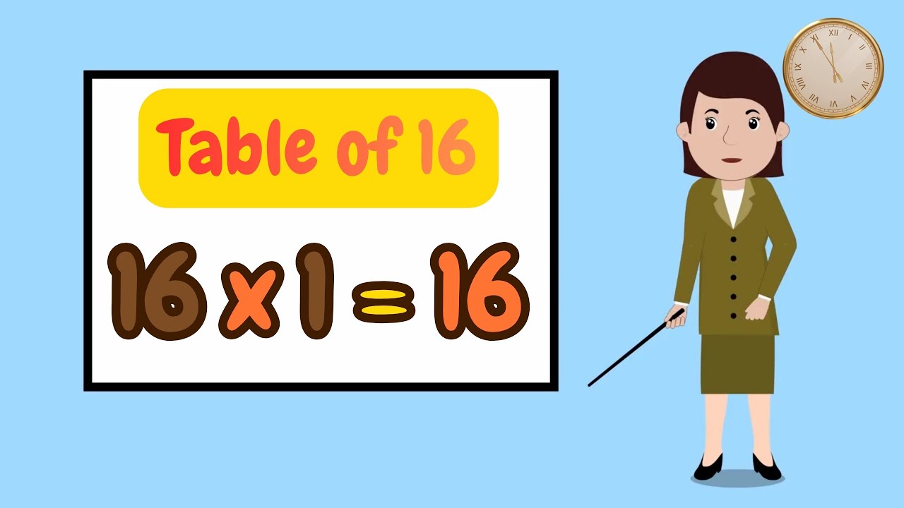 Table of 16 | Multiplication Table of Sixteen for Kids | Table of Sixteen | Multiplication Table