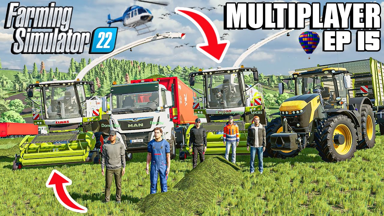 GRASS SILAGE Harvesting and STORAGE with CLAAS JAGUAR & TRUCKS | FS22 Multiplayer Ep.15