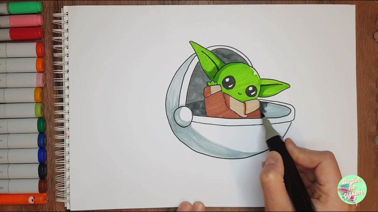 Sevimli Bebek Yoda çizimi 💚 How to draw baby Yoda Star Wars