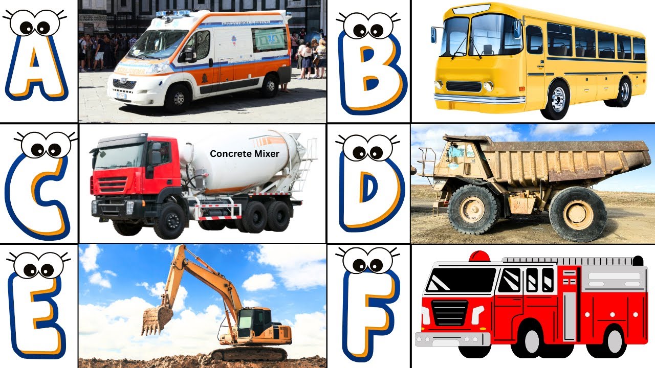 A Z Vehicle Sounds & Rhymes  Fun Alphabet Song for Children