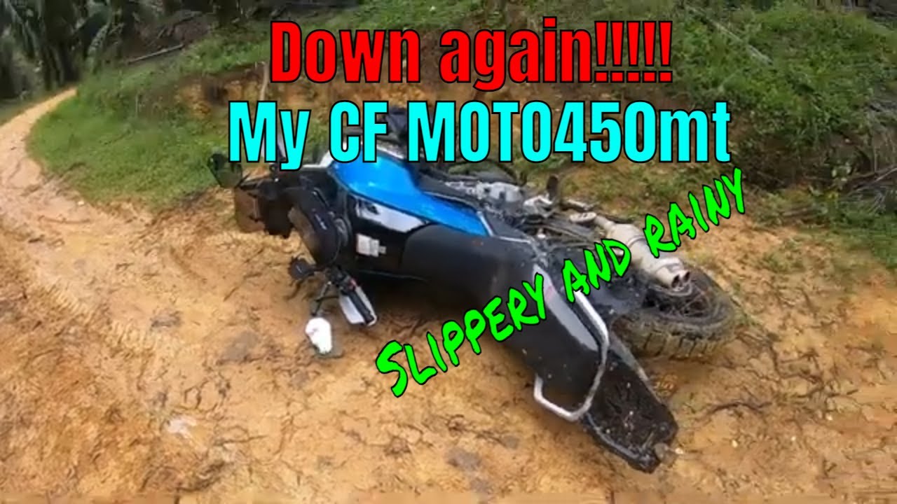 MotoVlog 455 My CF Moto 450mt fall down twice thats okay. Make me happy with my baby