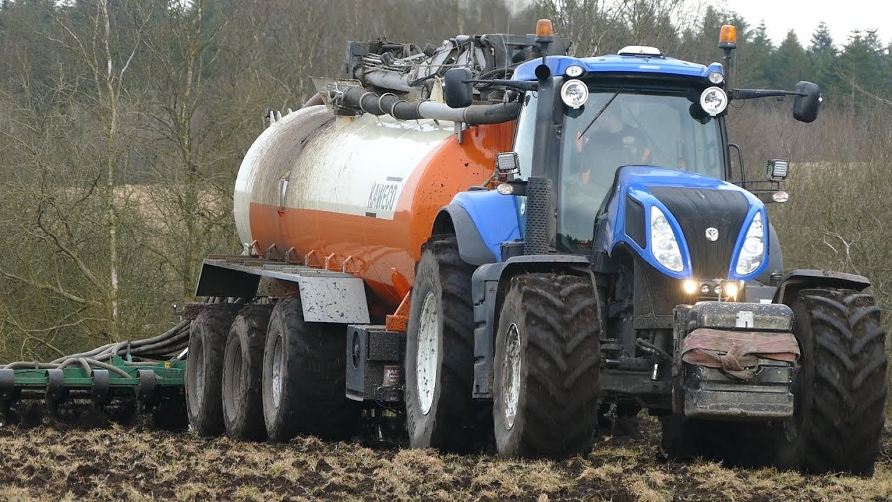 New Holland T8.360 Working Hard in The Field Laying Slurry | Samson & Kaweco | DK Agri