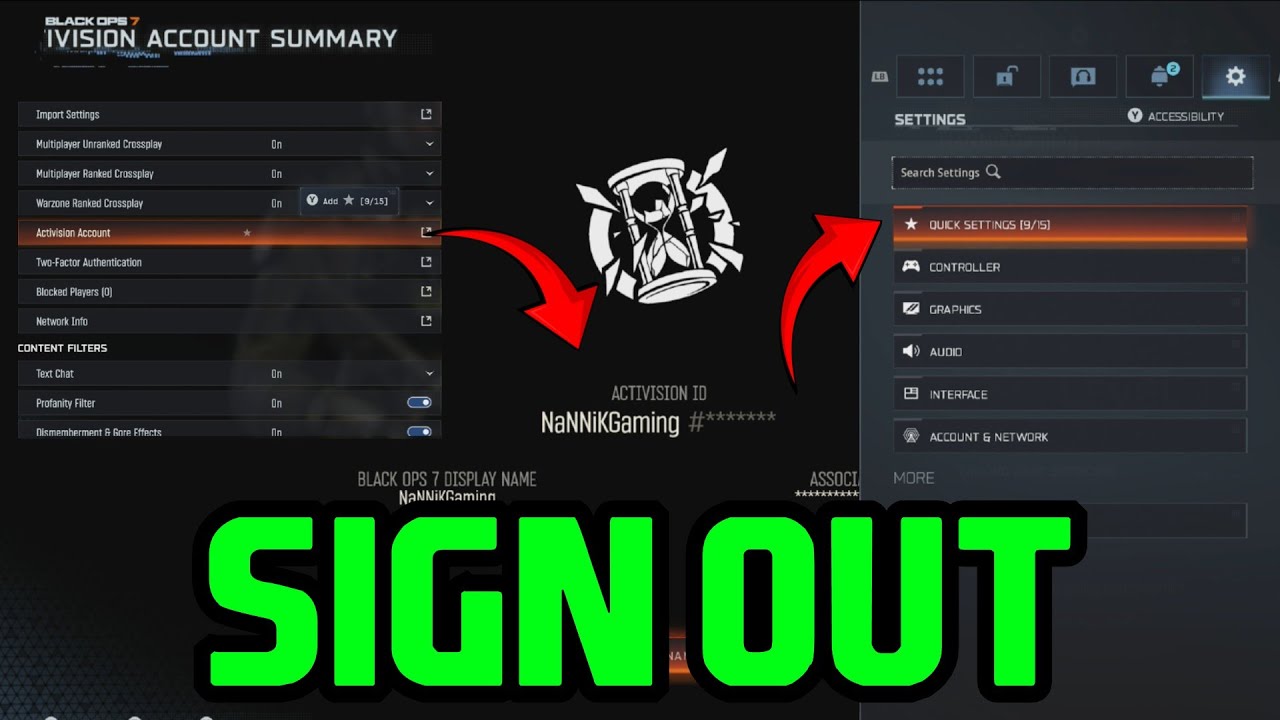 Как выйти и отсоединить учетную запись ACTIVISION в BLACK OPS 7