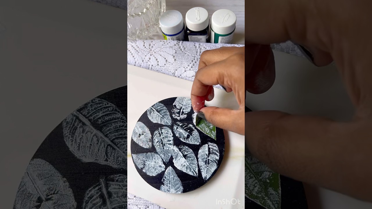 Leaf painting on mdf board🍃🎨 #viralvideo  #shorts #leafpainting #art #diy
