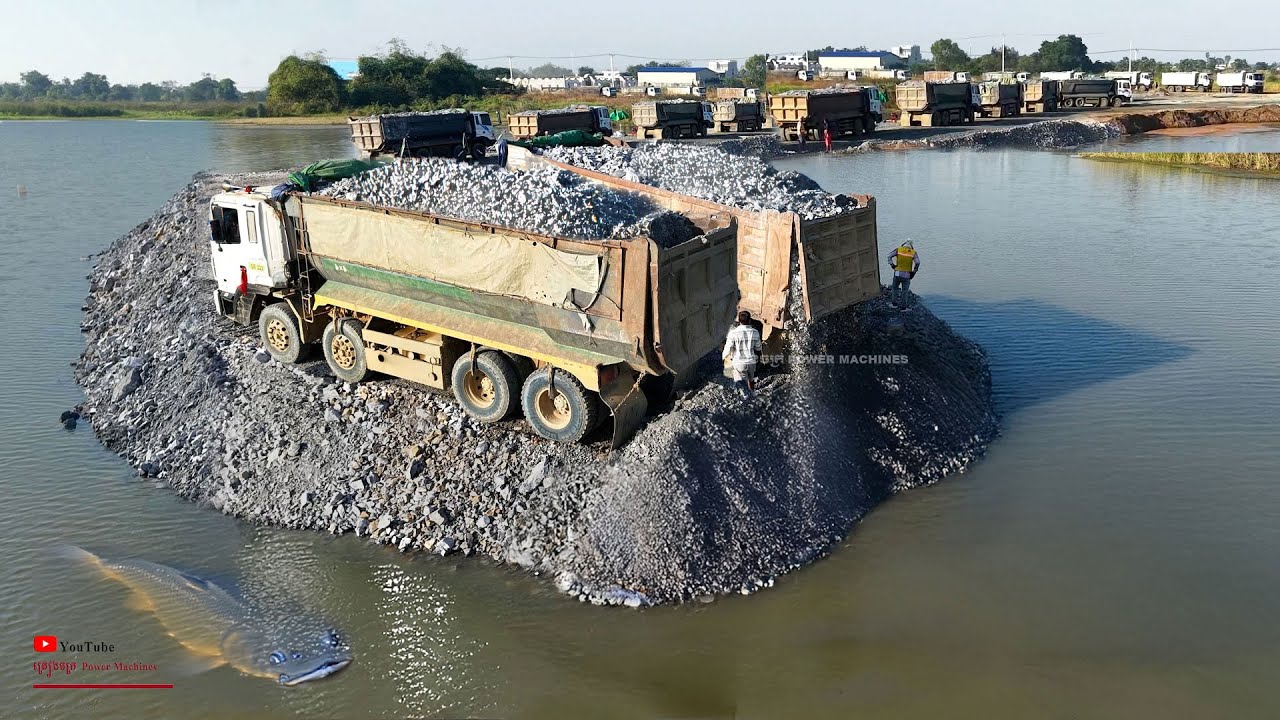 Initialize Finest Activity Landfill & Formatting Lake​ With Heavy Equipment Group Trucks 25t & Dozer