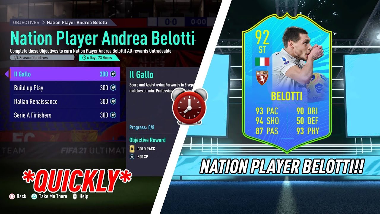 HOW TO COMPLETE NATION PLAYER ANDREA BELOTTI QUICKLY!! - FIFA 21 Ultimate Team