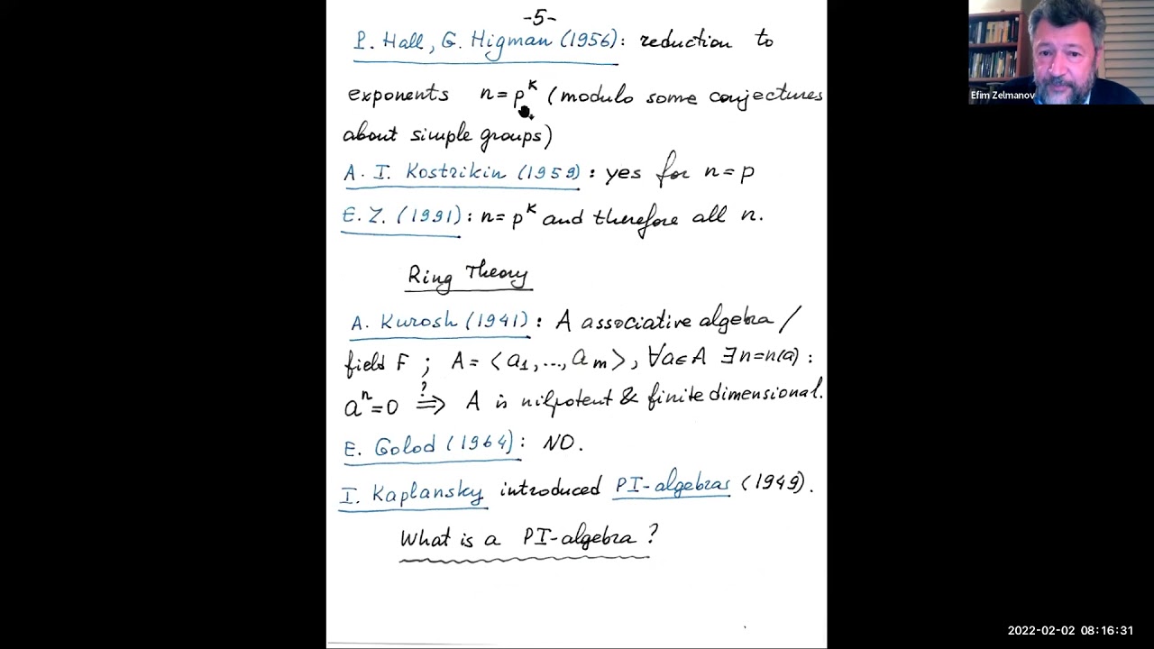 MATH2022 - On groups with torsion, Efim Zelmanov