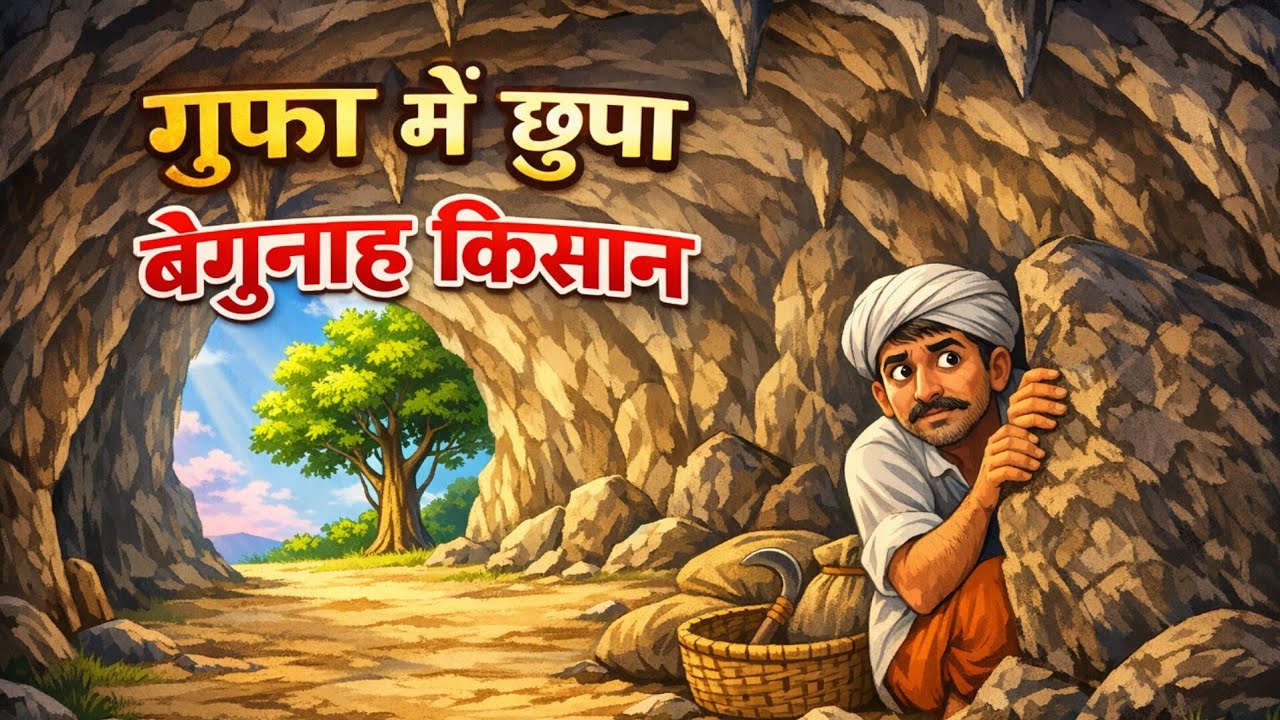 गुफा मे छुपा बेगुनाह किसान | Gufa me chupa begunah kisan | Hindi kahani | Moral story | Cartoon |