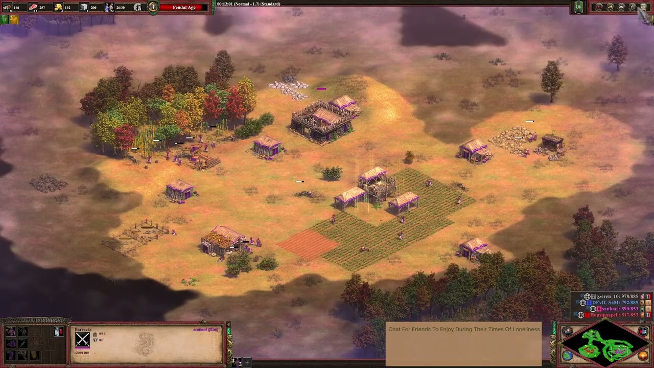 Day 71 of AOE2: Fast-forwarding for a few hours via friends, after  1v1 ladder action and 1v0 rambli