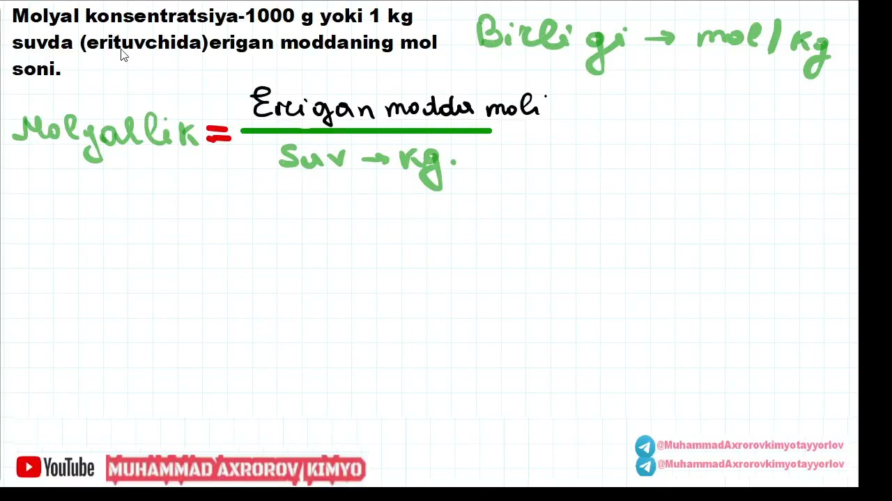 MOLYAL KONSENTRATSIYA MAVZUSIDAN 1-DARS